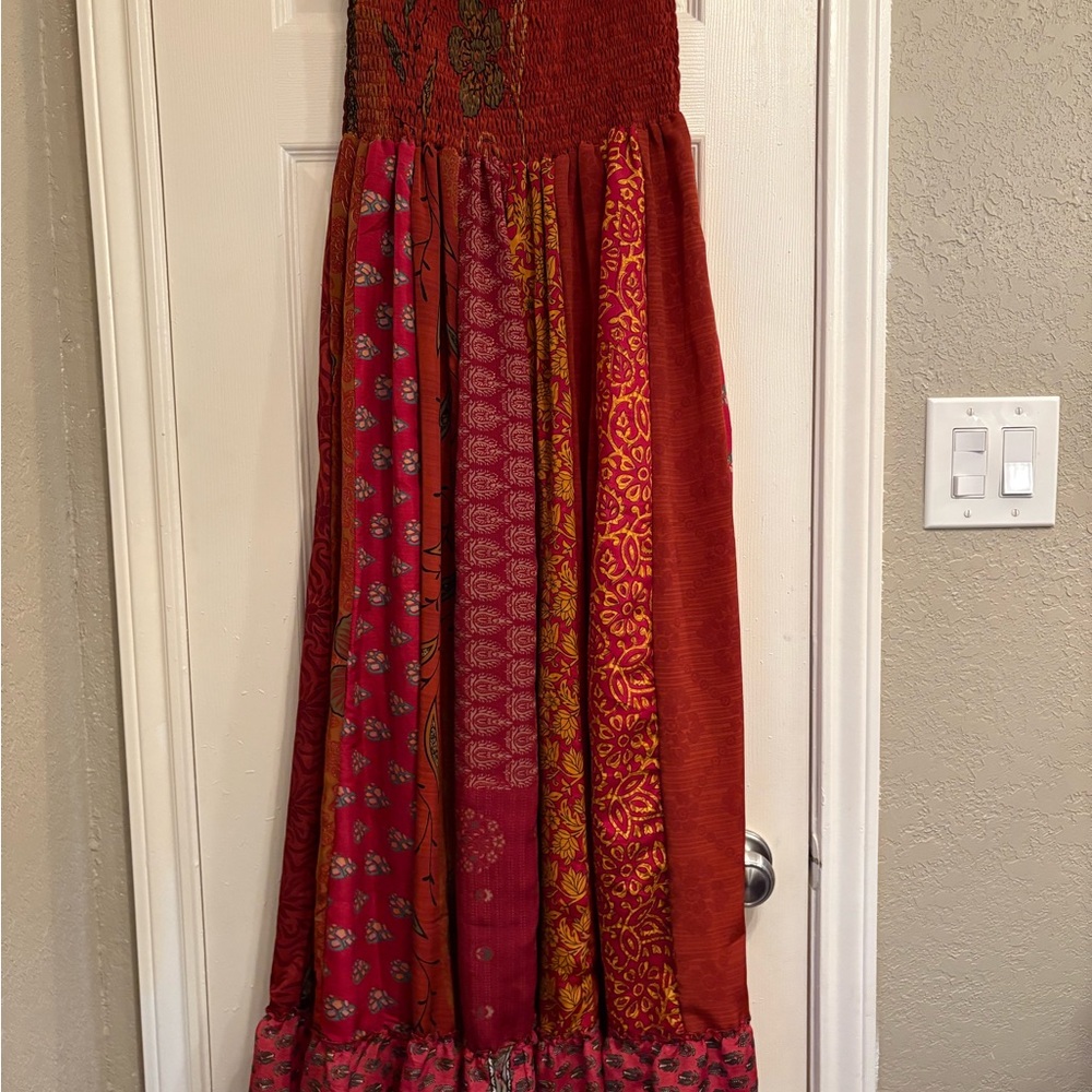 Bohemian Red and Orange Maxi Dress